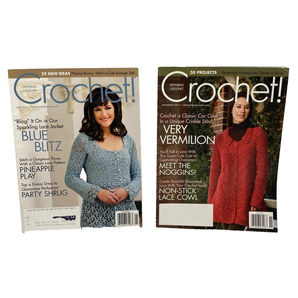 2 Defining Crochet Magazines May & November 2010 Patterns Sweater Hat Shawl